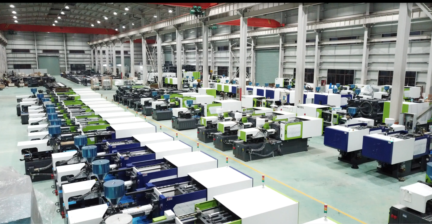 Reliable Injection Molding Machine A high-performance injection molding machine in a clean factory setting