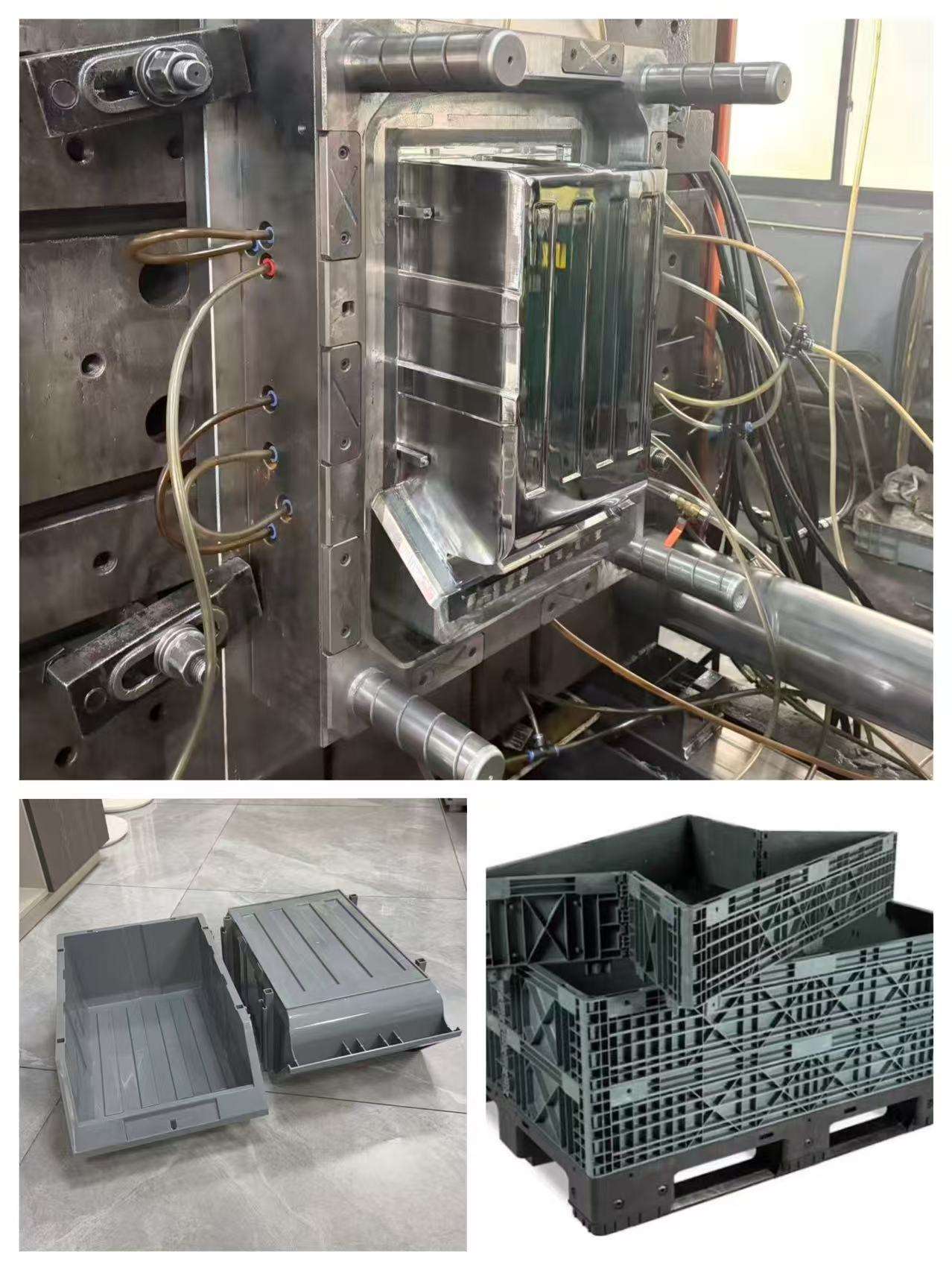 Heavy-duty plastic pallet produced by an injection molding machine